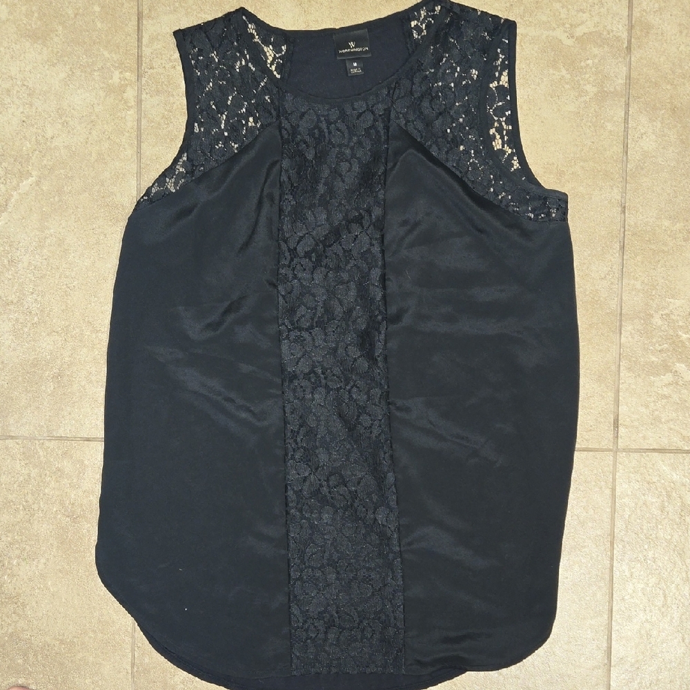 Worthington Black Sleeveless Lace Blouse